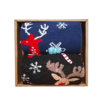 Комплект дамски Коледни чорапи, Еленчета, 2 чифта