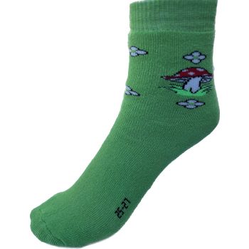 Детски термо чорапки от пениран памук, зелени с гъбки