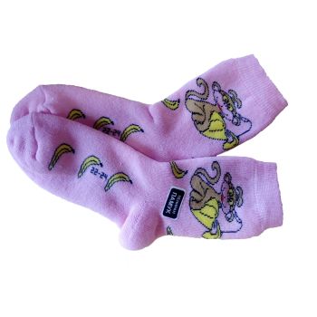 Детски термо чорапки от пениран памук, розови с маймунка