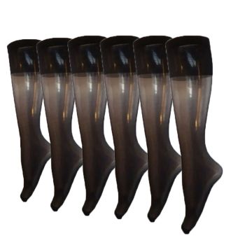 Комплект от 6 чифта 3/4 Ликрови Дамски Чорапи 10 Den - черни