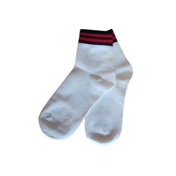 Бели дамски чорапи от мерсеризиран памук с раиран ластик