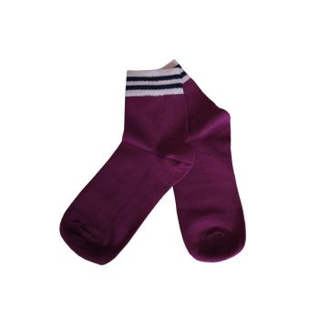 Дамски чорапи с раиран ластик от мерсеризиран памук, Бордо