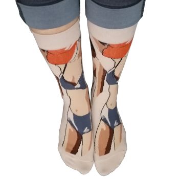 Дамски чорапи с принт от мерсеризиран памук