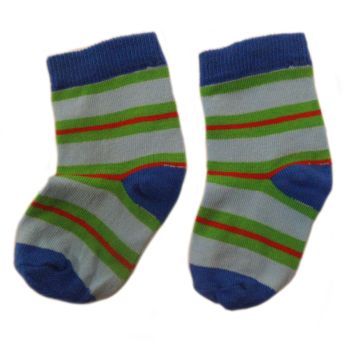 Детски Памучни чорапки - сини с разноцветни ленти