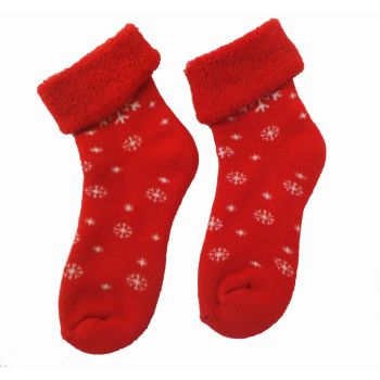Червени детски ТЕРМО чорапки със снежинки
