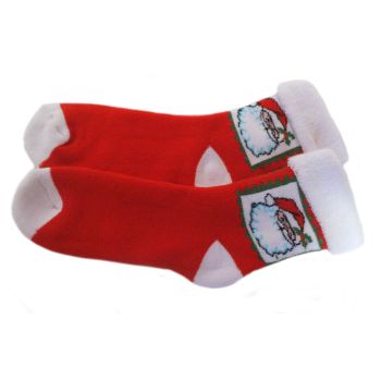 Детски Термо чорапки - червени с дядо Мраз