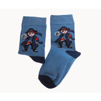 Детски Памучни Пенирани чорапи с пират в син цвят
