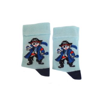 Светло сини Памучни Пенирани детски чорапки с пират