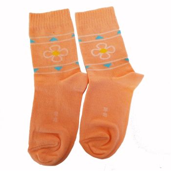 Памучни Пенирани Чорапки за деца в прасковен цвят на цветя