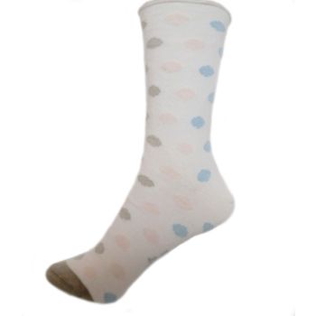 ДАМСКИ  Чорапи от Пениран памук - бели с разноцветни точки