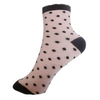 ДАМСКИ  Чорапи от Пениран памук - розови (сиви точки)