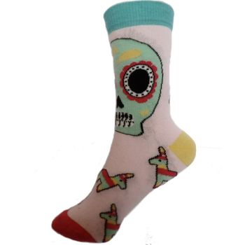 ДАМСКИ  Чорапи от Пениран памук - розов череп