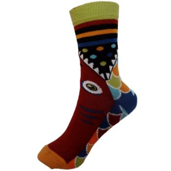 ДАМСКИ  Чорапи от Пениран памук - червени с мотиви