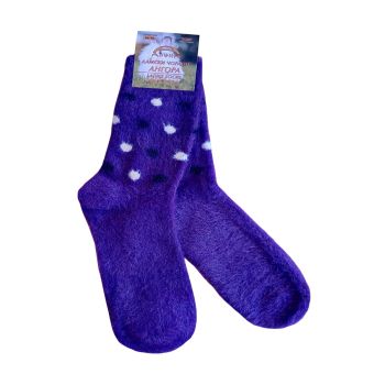 Дамски пухкави чорапи от мека ангорска вълна - лилави