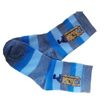 Сиво-сини ДЕТСКИ  Чорапи от пениран памук - Спонж Боб