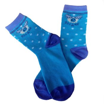 Синьо-лилави ДЕТСКИ  Чорапи от пениран памук с точки You & Me