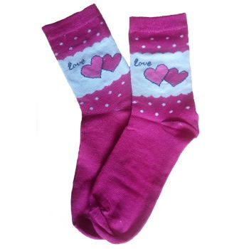 Розови ДЕТСКИ Чорапи от пениран памук  със сърца