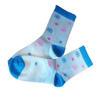 ДЕТСКИ Чорапи от пениран памук в син цвят и снежинки