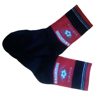 ДЕТСКИ Чорапи в черно и червено от пениран памук с надпис "Goal"