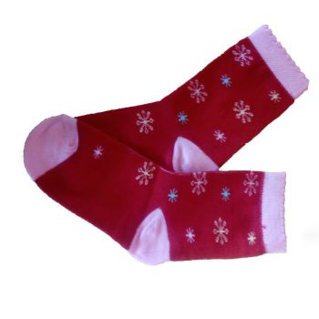 Червени ДЕТСКИ  Чорапки от пениран памук със снежинки