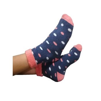 Детски термо чорапи от пенира памук, Син/Розов с точки