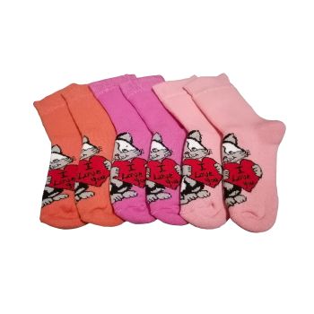 Детски термо чорапи от пениран памук с коте