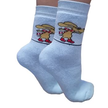 Детски термо чорапки от пениран памук с кучеце, сини
