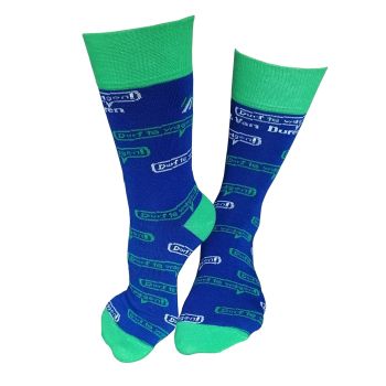 МЪЖКИ  шарени чорапи от мерсеризиран памук, Сини с надпис