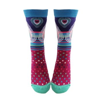 ДАМСКИ чорапи от пениран памук с шарки на паун