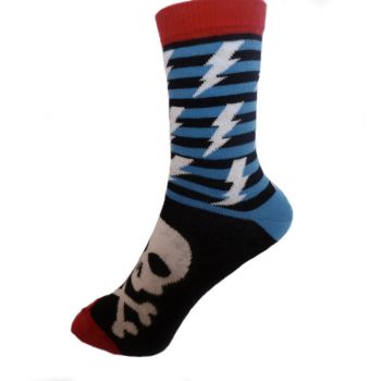 ДАМСКИ  Чорапи от Пениран памук - синьо/черни "череп"