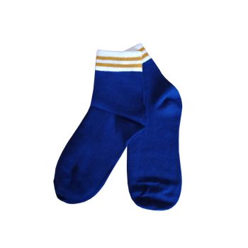 Сини дамски чорапи от мерсеризиран памук с раиран ластик