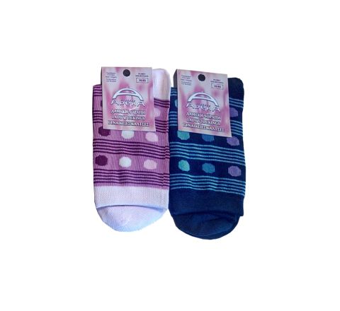Дамски памучни чорапи, 2 чифта, многоцветни