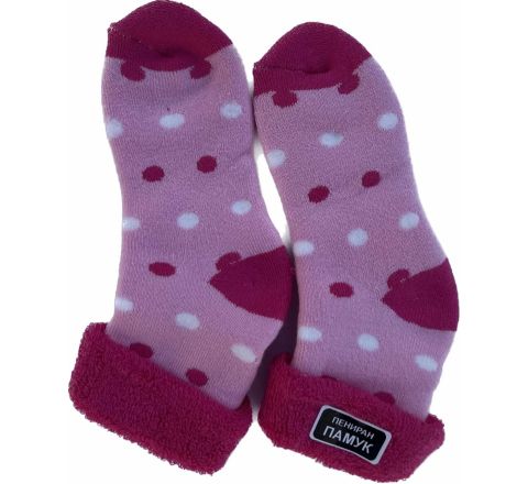 Детски термо чорапки от пениран памук, с точки