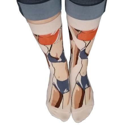 Дамски чорапи с принт от мерсеризиран памук