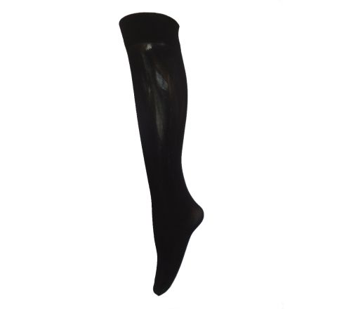 Плътни 3/4 Фигурални чорапи черни с деликатни ленти