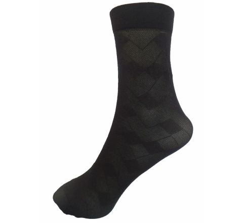 Къси фигурални чорапи 40 Den- черни с ромбоиди