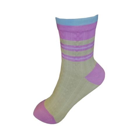 Дамски шарени чорапи, Бежов/лилав