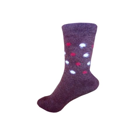 Дамски пухкави чорапи от мека ангорска вълна - кафяви