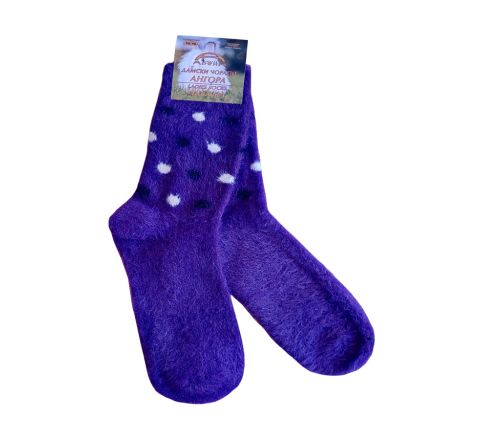 Дамски пухкави чорапи от мека ангорска вълна - лилави