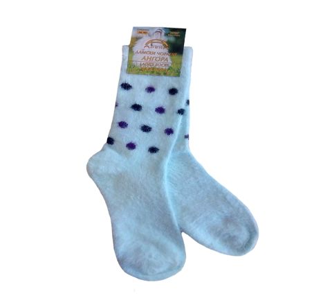 Дамски пухкави чорапи от мека ангорска вълна - светло сини