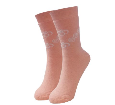 Дамски термо чорапи от пениран памук в прасковен цвят