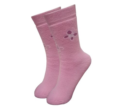 Дамски термо чорапи от пениран памук, розови