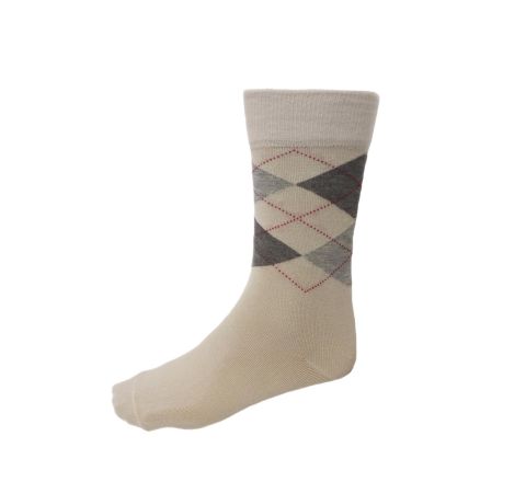  Мъжки чорапи от пениран памук бежови с ромбоиди