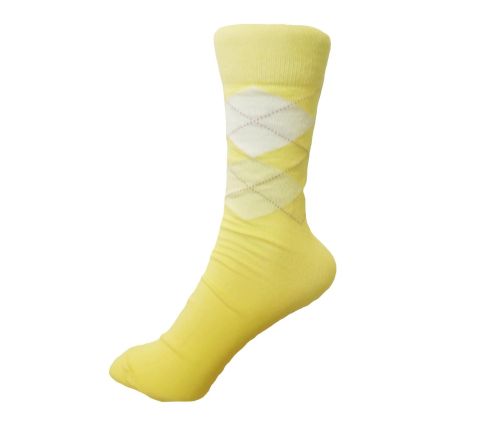 Дамски чорап от пениран памук в лимонено жълт цвят