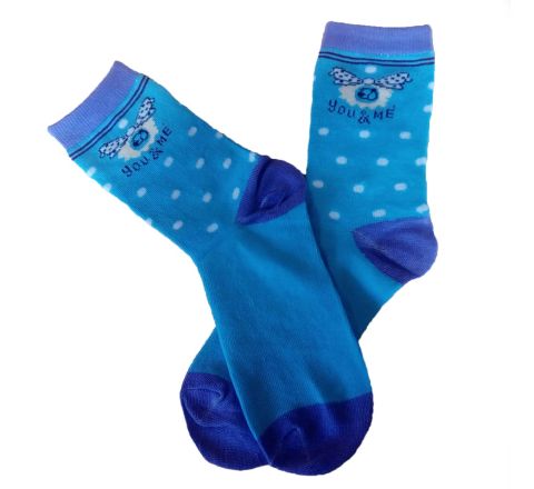 Синьо-лилави детски чорапи от пениран памук с точки You & Me