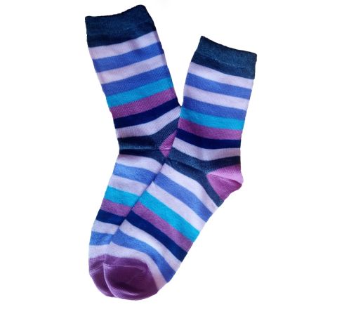 Детски чорапи от пениран памук с разноцветни ленти