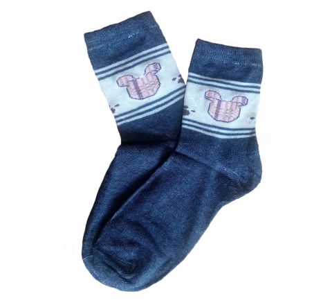 Чорапи за момиче от пениран памук - сиви с лапички