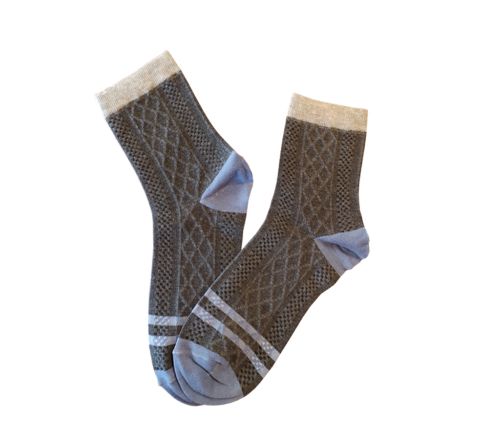 Мъжки чорапи от мерсеризиран памук, сиви, плетена шарка