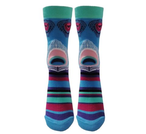Дамски чорапи от пениран памук - паунови пера
