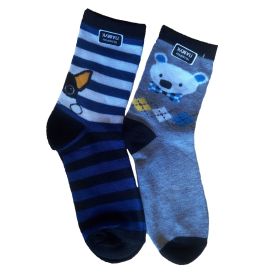 Детски чорапи от пениран памук в сив цвят и син на рае